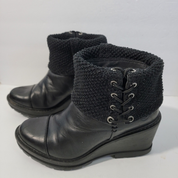Timberland Defender Repellent System Women Platform Booties Sz 7.5 Black Leather - Picture 12 of 12